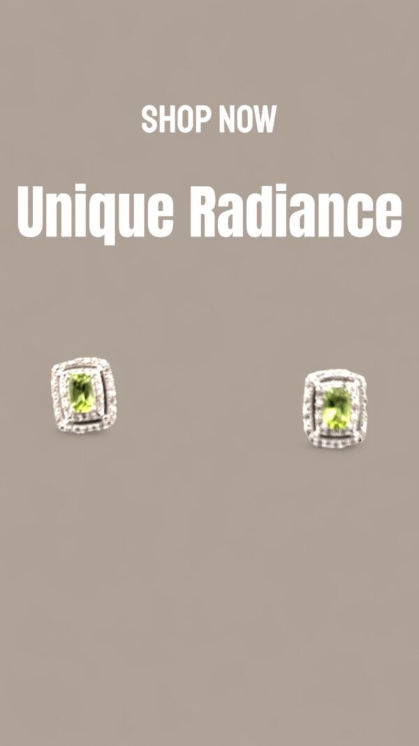 Peridot Center Stone with White Zircon Halo Design in Sterling Silver