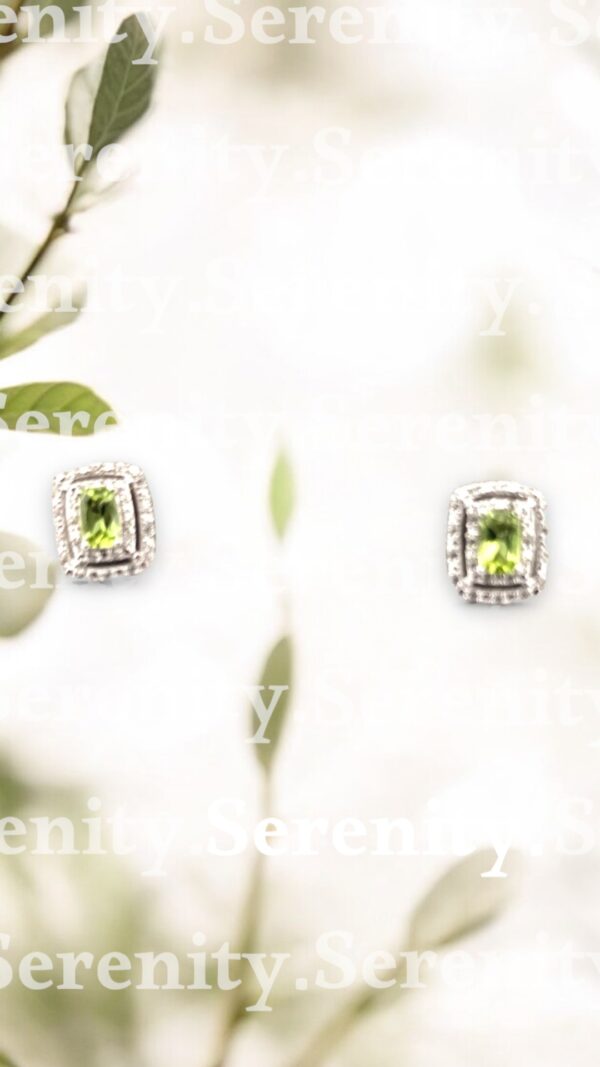 Peridot Center Stone with White Zircon Halo Design in Sterling Silver - Image 4