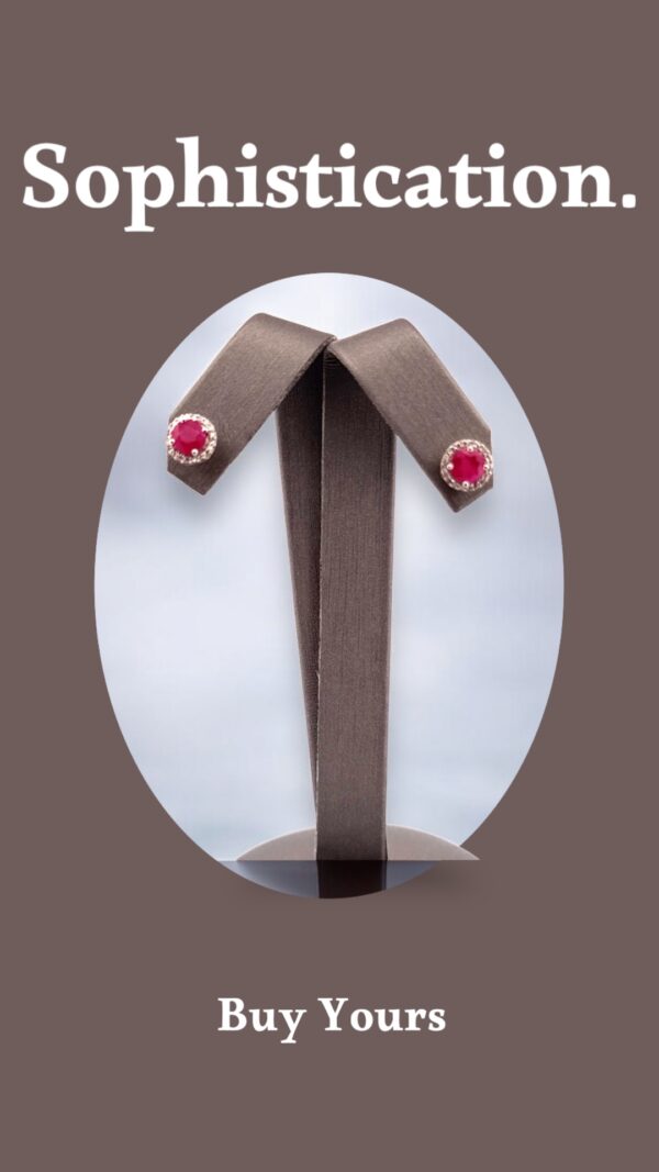 Round Ruby Center with Halo Design Studs - Image 2