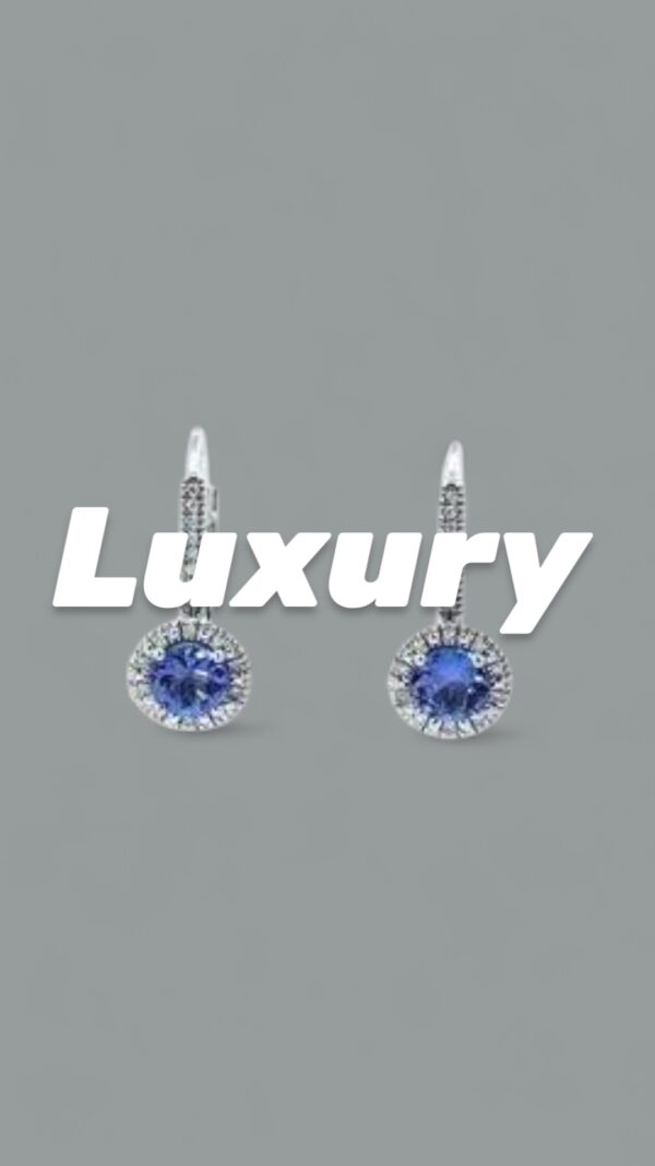 Tanzanite Earrings with Diamond Halo - Image 3
