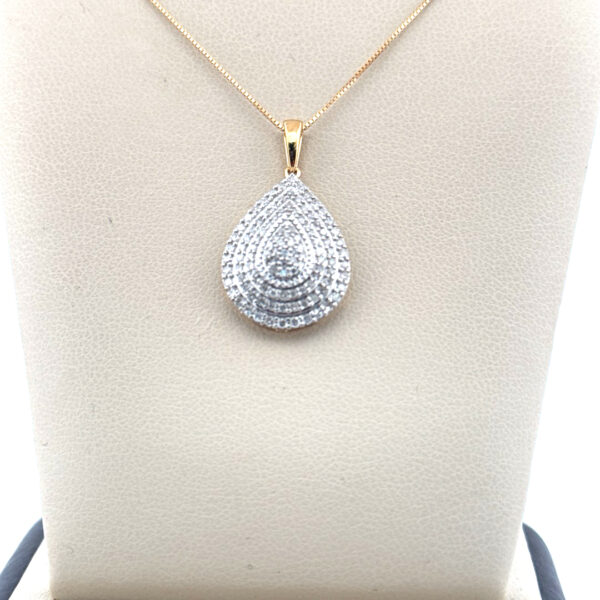 Pear Shaped Diamond Pendant with 18" 10kt Yellow Gold Box Chain Necklace - Image 2