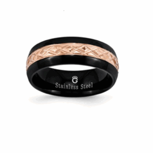 Stainless Steel Rose Plated Gents Wedding Band Wedding Band Platinum Jewelers MS