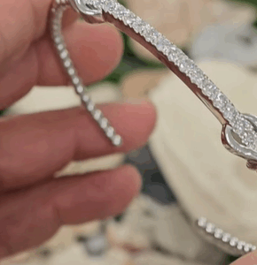 1.05 Carat Lab Grown Diamond Encrusted Sterling Silver Cuff Bangle Bangle Platinum Jewelers MS