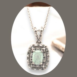 Opal Center Stone with White Zircon Halo Design in Sterling Silver Opal Platinum Jewelers MS