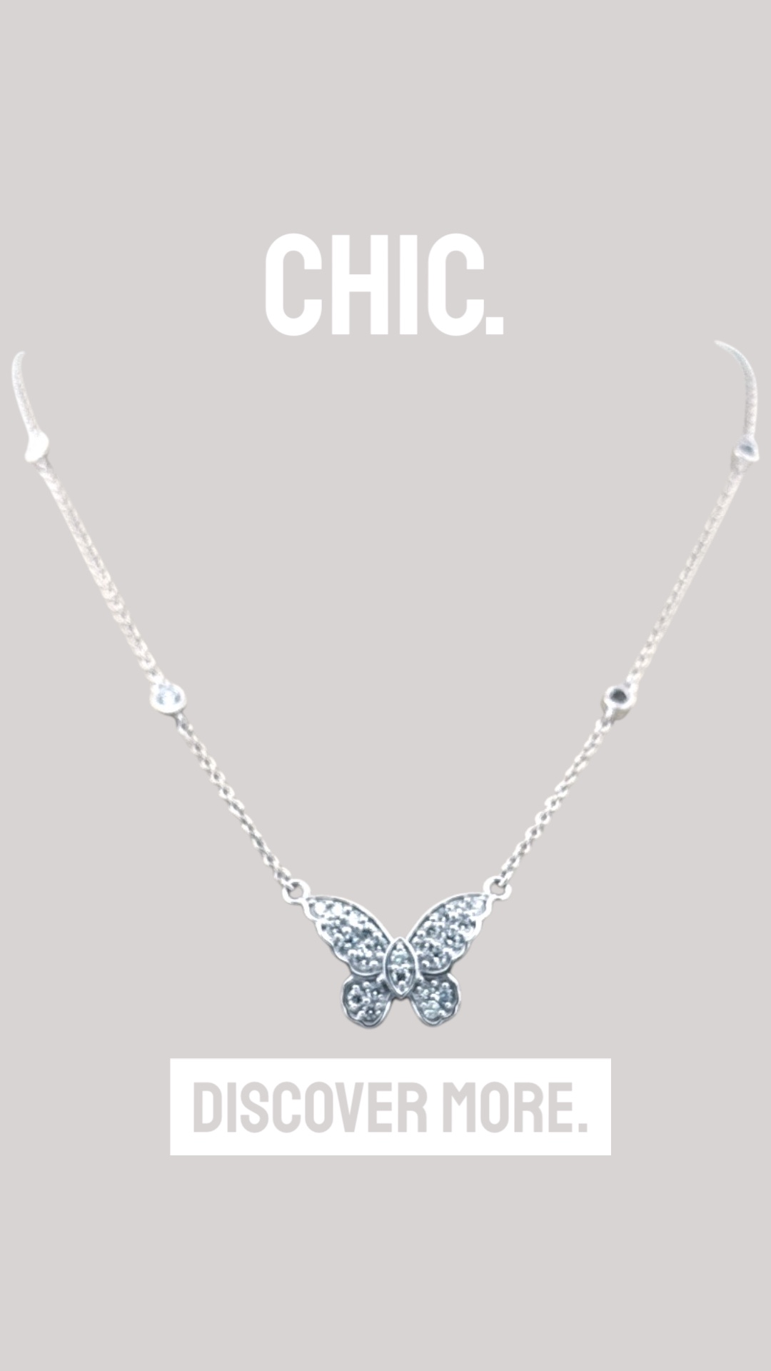 Diamond Butterfly Necklace in Sterling Silver with Pave Set Detail Lab Diamond Platinum Jewelers MS Diamond Butterfly Necklace in Sterling Silver with Pave Set Detail