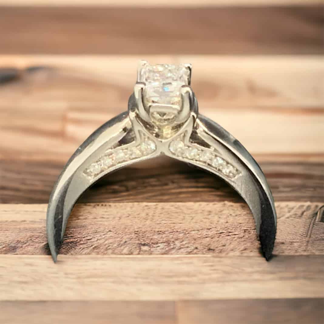 14kt White Gold Bridal Princess Diamond Ring Bridal Platinum Jewelers MS 14kt White Gold Bridal Princess Diamond Ring - Image 2