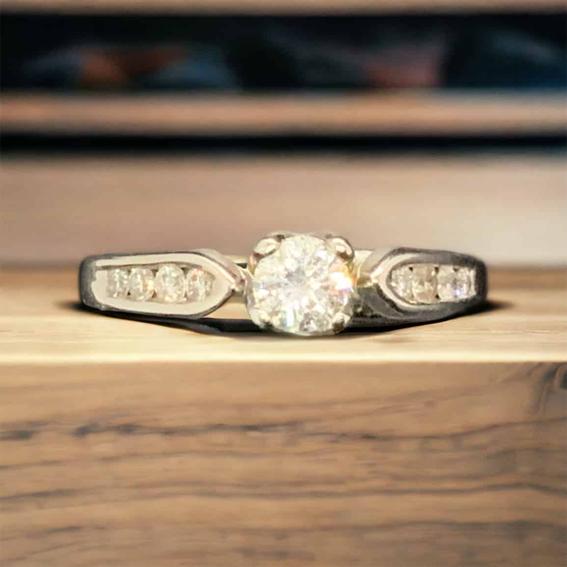 14kt White Gold Bridal Set with Round Diamond, 0.57 TW Bridal Platinum Jewelers MS 14kt White Gold Bridal Set with Round Diamond, 0.57 TW Bridal Platinum Jewelers MS