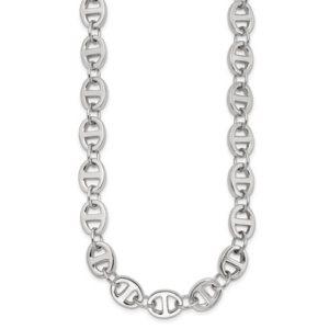 18″ Sterling Silver Mariner Link Necklace with 9.9 MM Width Silver Necklace Platinum Jewelers MS