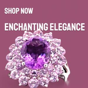 Amethyst with Double Halo of Round Amethyst Accent Sterling Silver Cocktail Ring Amethyst Platinum Jewelers MS