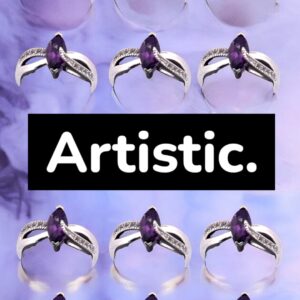 Marquise Amethyst Center Stone with White Topaz Accents on Sterling Silver Ring Amethyst Platinum Jewelers MS