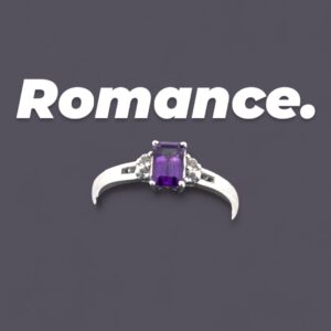 Emerald Cut Amethyst Center Stone with White Topaz Accents Sterling Silver Ring Amethyst Platinum Jewelers MS
