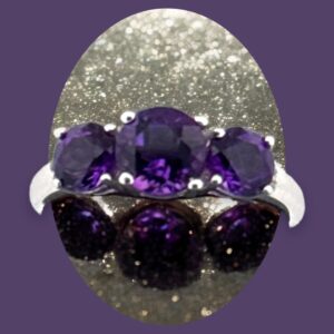 Round Amethyst and White Topaz Accent Sterling Silver Ring Amethyst Platinum Jewelers MS