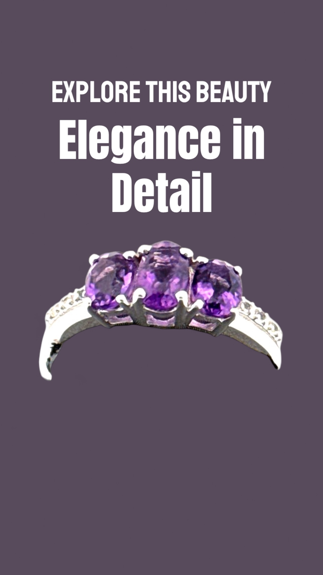 Oval Amethyst with White Topaz Accents Ring Amethyst Platinum Jewelers MS