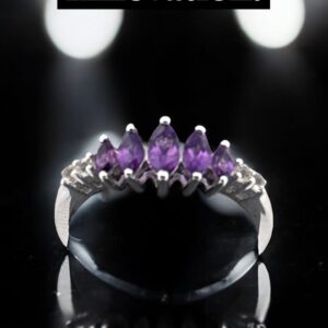 Marquise Amethyst White Topaz Accent Stones on Sterling Silver Amethyst Platinum Jewelers MS