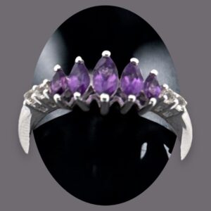 Marquise Amethyst White Topaz Accent Stones on Sterling Silver Amethyst Platinum Jewelers MS