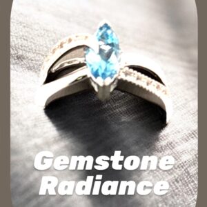 1.12 Carat Swiss Blue Topaz with White Topaz Accent Stones Sterling Silver Ring Blue Topaz Platinum Jewelers MS