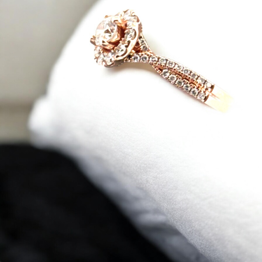 Bridal 14kt Rose Gold Halo Ring Bridal Platinum Jewelers MS Bridal 14kt Rose Gold Halo Ring - Image 2