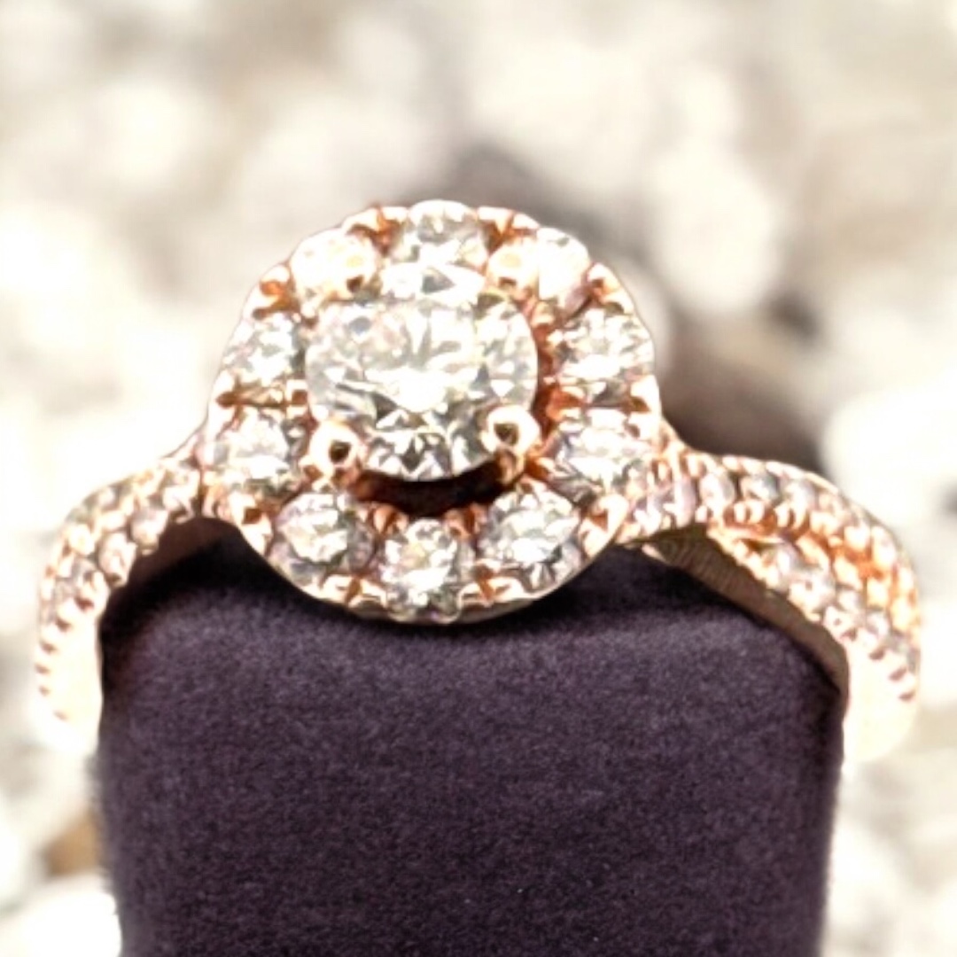 Bridal 14kt Rose Gold Halo Ring Bridal Platinum Jewelers MS Bridal 14kt Rose Gold Halo Ring - Image 3