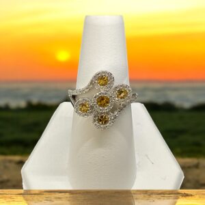 Halo Citrine Ring Citrine Platinum Jewelers MS