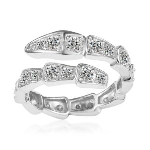 1.5 Carat Diamond Snake Design Ring with 26 Round Brilliant Diamonds in Sterling Silver Diamond Fashion Platinum Jewelers MS