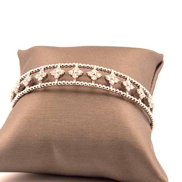 2.24 Carat Lab Grown Diamond Studded Sterling Silver Bangle Bangle Platinum Jewelers MS 2.24 Carat Lab Grown Diamond Studded Sterling Silver Bangle