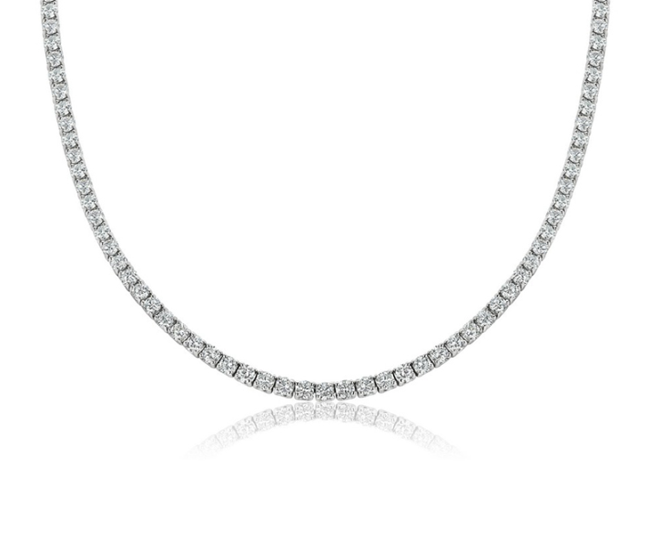 14kt White Gold 7 Carat LG Diamond Tennis Necklace Diamonds Platinum Jewelers MS