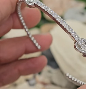 1.05 Carat Lab Grown Diamond Encrusted Sterling Silver Cuff Bangle Bangle Platinum Jewelers MS