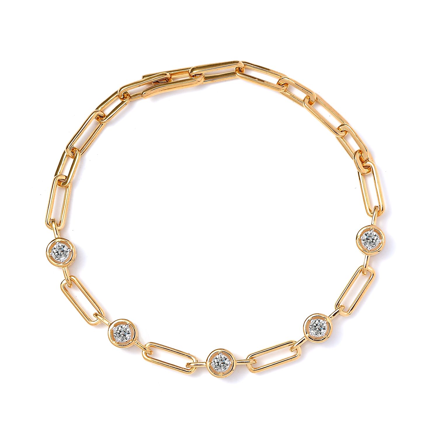 Diamond Link Bracelet with 18K Vermeil Gold Finish on Sterling Silver Diamond Bracelet Platinum Jewelers MS