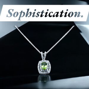Peridot Center Stone with White Zircon Halo Design in Sterling Silver Peridot Platinum Jewelers MS