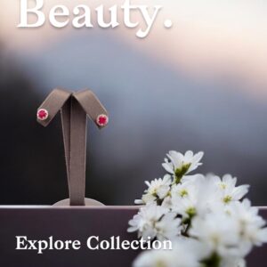 Round Ruby Center with Halo Design Studs Halo Platinum Jewelers MS