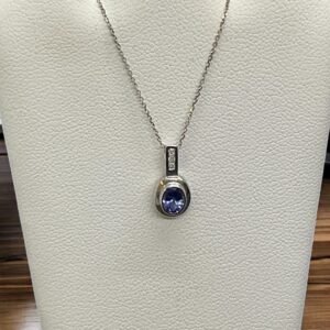 Tanzanite and Diamond Pendant Necklace Platinum Jewelers MS Tanzanite and Diamond Pendant Necklace Platinum Jewelers MS
