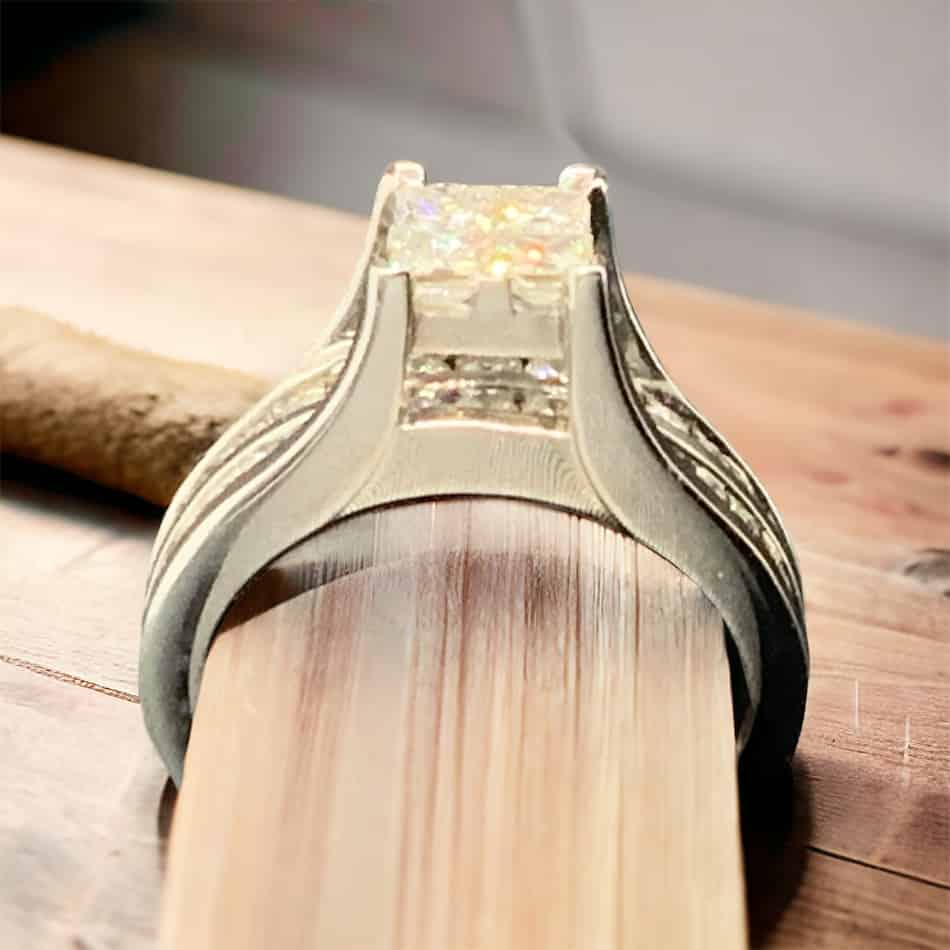 14kt White Gold Bridal Ring with 1.5 Carat Princess and Round Set Diamonds Bridal Platinum Jewelers MS 14kt White Gold Bridal Ring with 1.5 Carat Princess and Round Set Diamonds - Image 2