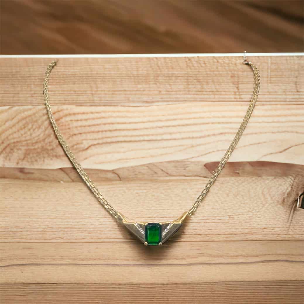 Lab Grown Emerald Chain Necklace Emerald Platinum Jewelers MS Lab Grown Emerald Chain Necklace