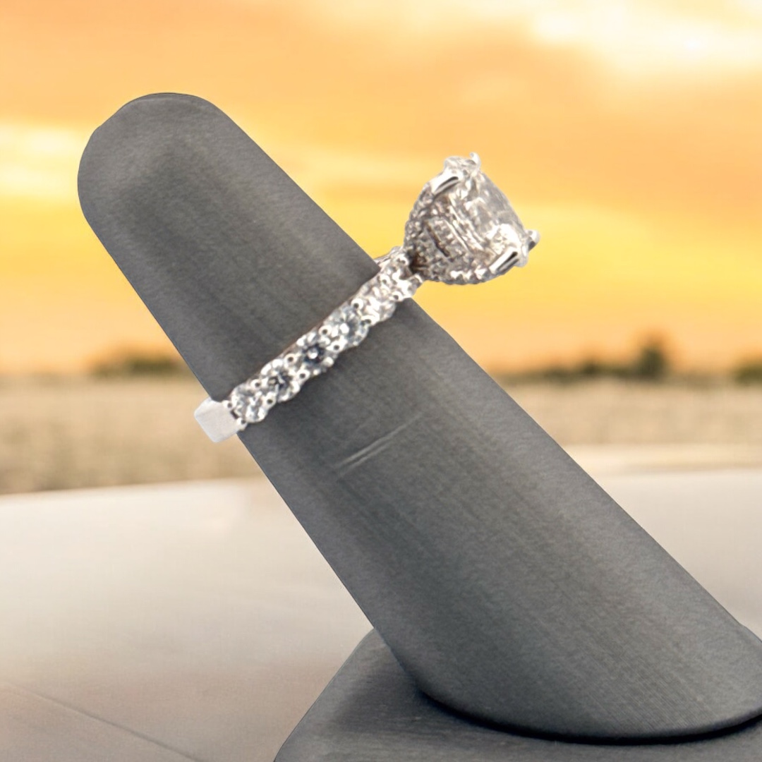 2.01 Carat Oval Diamond & 1.81 Carat TW Round Diamond Bridal 3.82 TW Bridal Platinum Jewelers MS 2.01 Carat Oval Diamond & 1.81 Carat TW Round Diamond Bridal 3.82 TW - Image 2