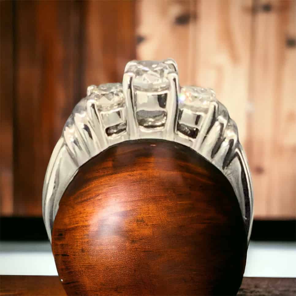 14kt White Gold Past Present Future Anniversary-Bridal Ring with 0.88 Carat 3 Round Brilliant Diamonds Anniversary Platinum Jewelers MS 14kt White Gold Past Present Future Anniversary-Bridal Ring with 0.88 Carat 3 Round Brilliant Diamonds - Image 2