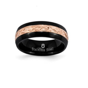 Stainless Steel Rose Plated Gents Wedding Band Wedding Band Platinum Jewelers MS