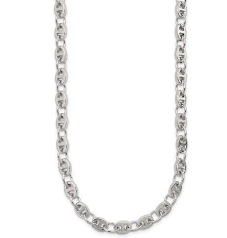 18″ Sterling Silver Anchor Link Necklace with 6.21 MM Width Silver Necklace Platinum Jewelers MS 18" Sterling Silver Anchor Link Necklace with 6.21 MM Width - Image 4