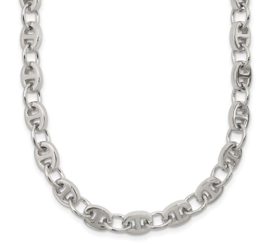 18″ Sterling Silver Anchor Link Necklace with 6.21 MM Width Silver Necklace Platinum Jewelers MS 18" Sterling Silver Anchor Link Necklace with 6.21 MM Width - Image 3