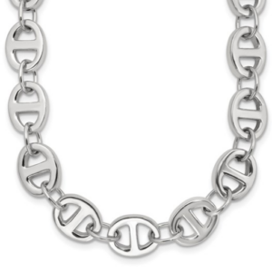 18″ Sterling Silver Mariner Link Necklace with 9.9 MM Width Silver Necklace Platinum Jewelers MS