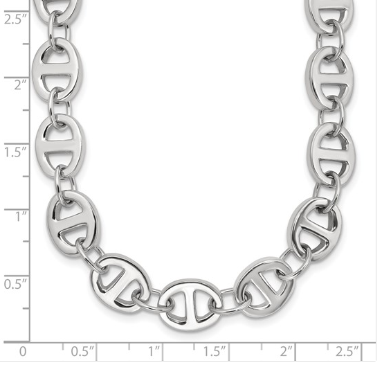 18″ Sterling Silver Mariner Link Necklace with 9.9 MM Width Silver Necklace Platinum Jewelers MS