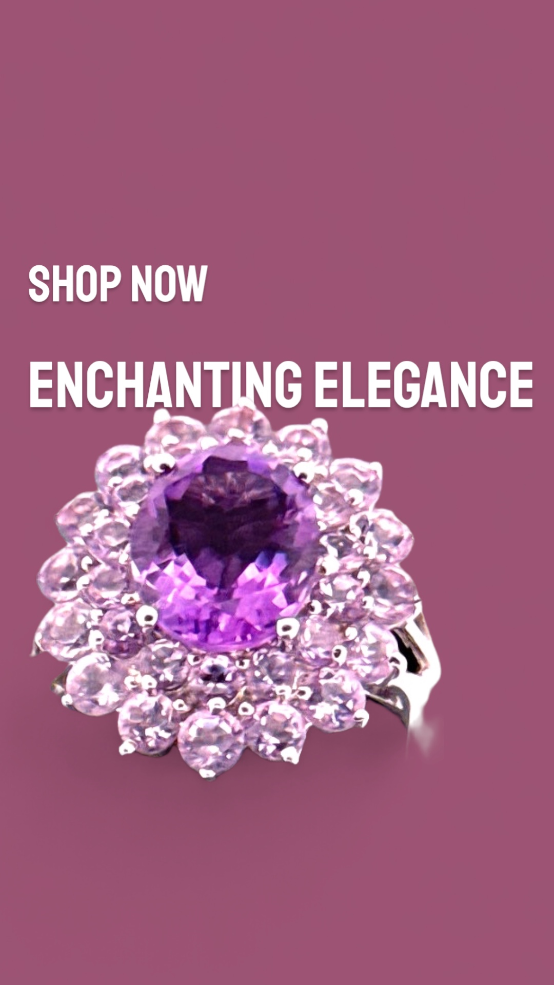 Amethyst with Double Halo of Round Amethyst Accent Sterling Silver Cocktail Ring Amethyst Platinum Jewelers MS Amethyst with Double Halo of Round Amethyst Accent Sterling Silver Cocktail Ring - Image 2