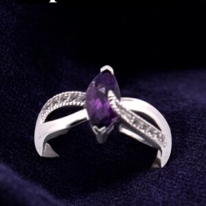 Marquise Amethyst Center Stone with White Topaz Accents on Sterling Silver Ring Amethyst Platinum Jewelers MS