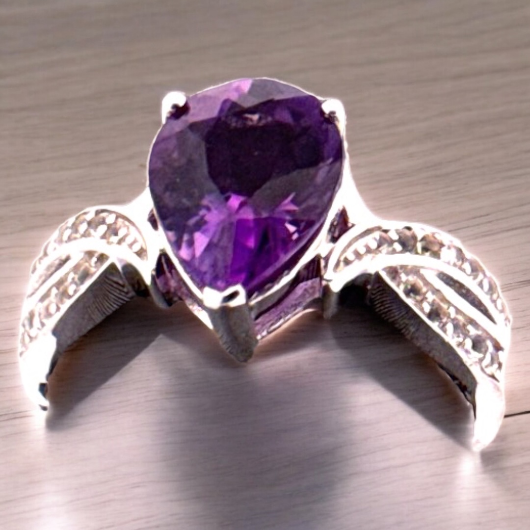 Amethyst and White Topaz Ring Amethyst Platinum Jewelers MS Amethyst and White Topaz Ring