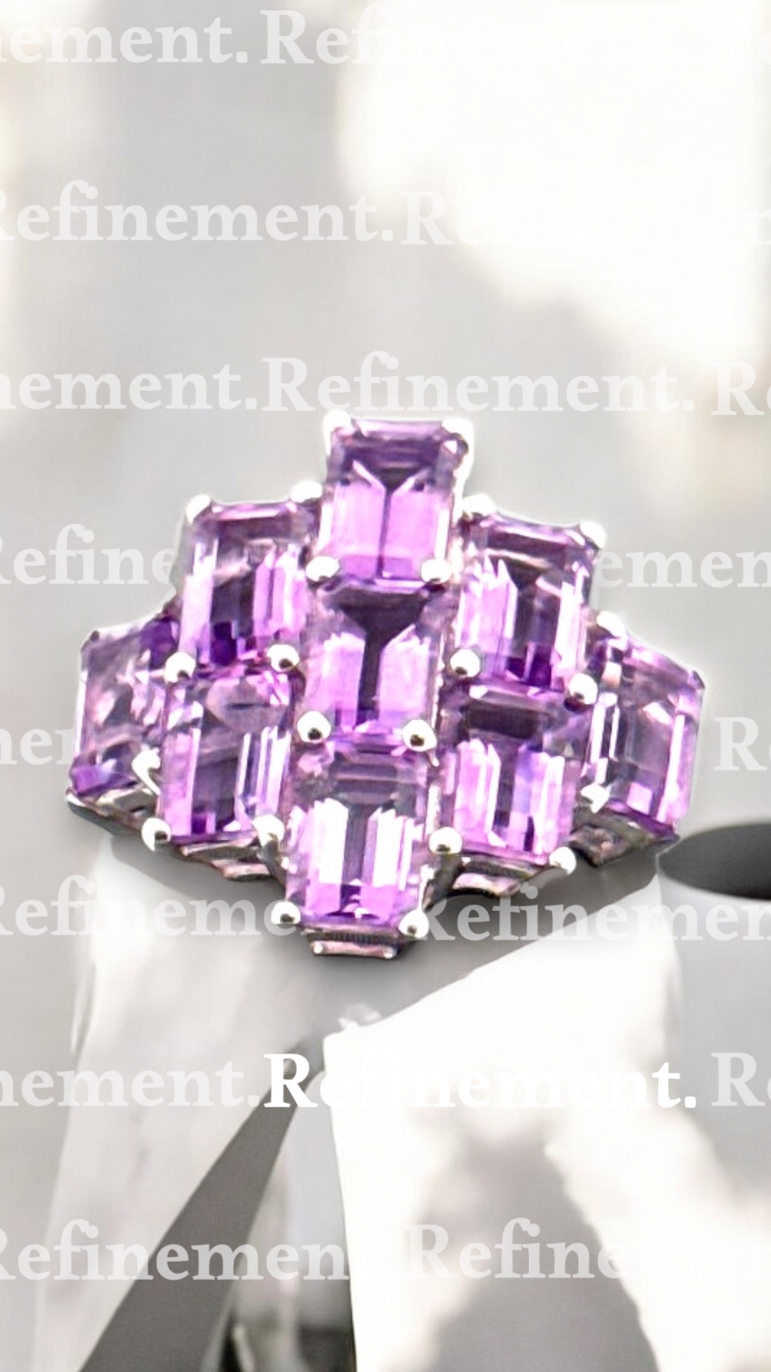 Sterling Silver Ring, Emerald Cut Amethyst, Totaling 4.88 Carat Amethyst Platinum Jewelers MS Sterling Silver Ring, Emerald Cut Amethyst, Totaling 4.88 Carat - Image 3