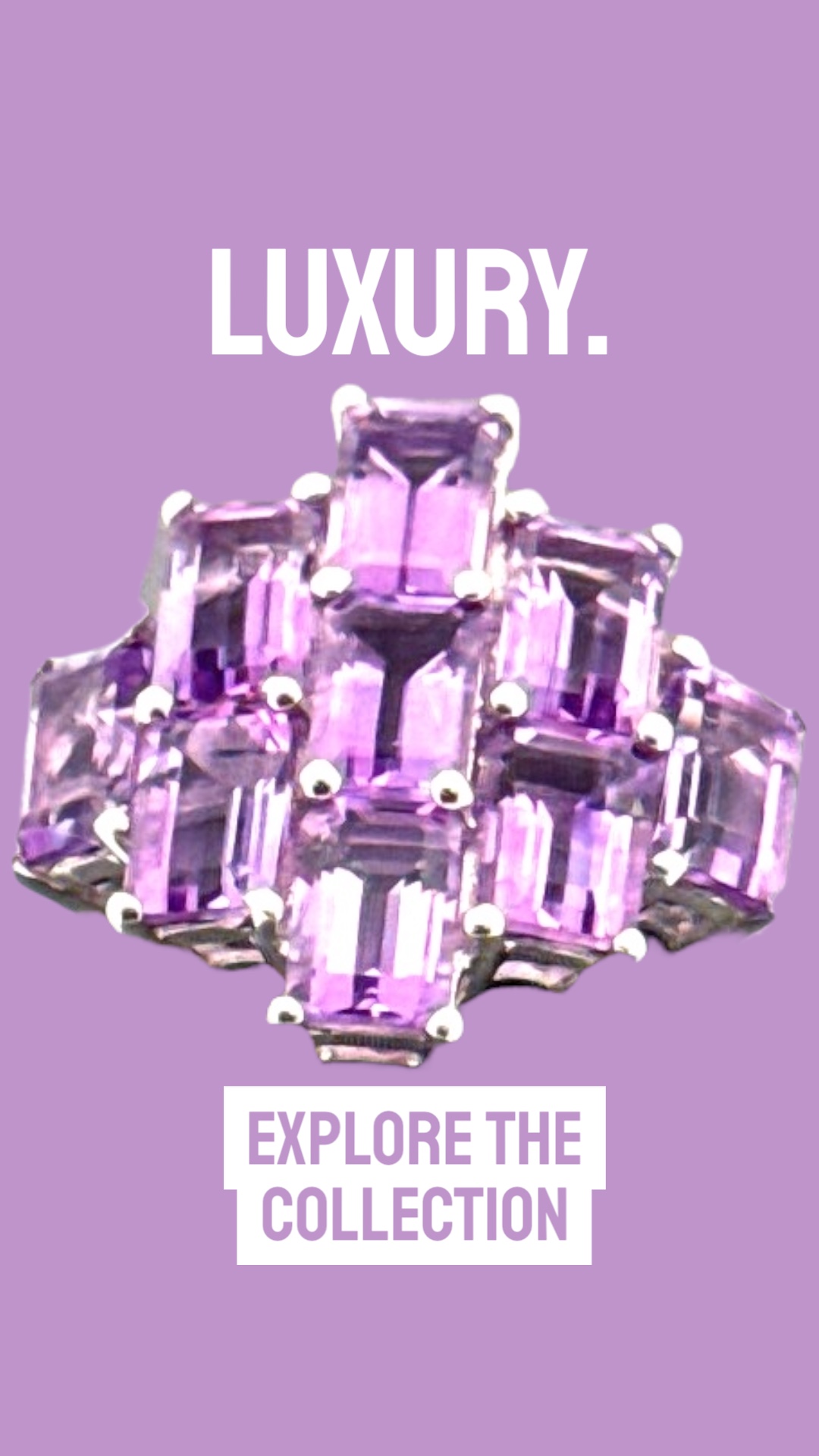 Sterling Silver Ring, Emerald Cut Amethyst, Totaling 4.88 Carat Amethyst Platinum Jewelers MS Sterling Silver Ring, Emerald Cut Amethyst, Totaling 4.88 Carat