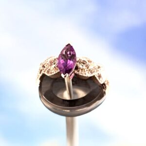 Sterling Silver Ring, Marquise Cut Amethyst with White Topaz Accents Amethyst Platinum Jewelers MS