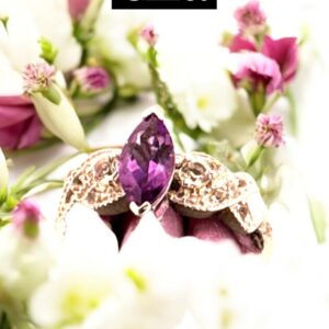 Sterling Silver Ring, Marquise Cut Amethyst with White Topaz Accents Amethyst Platinum Jewelers MS