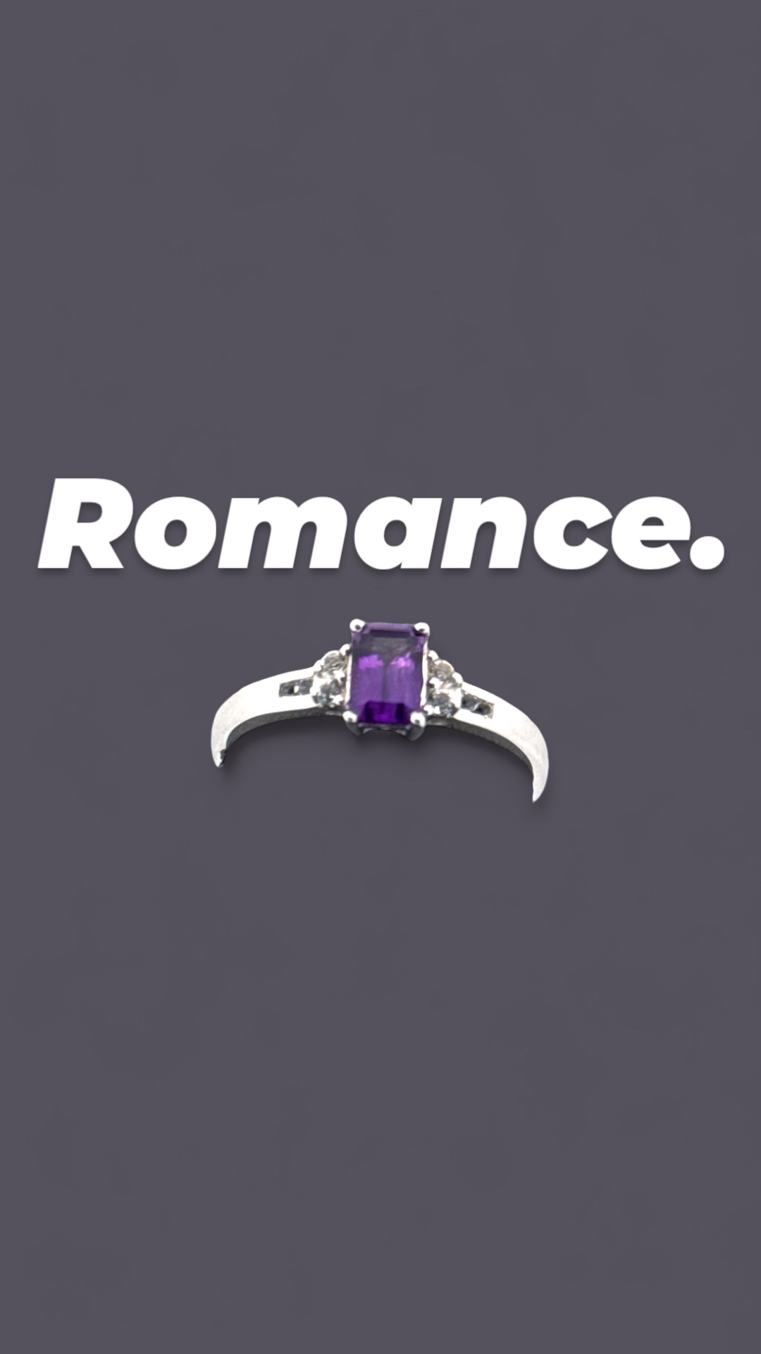 Emerald Cut Amethyst Center Stone with White Topaz Accents Sterling Silver Ring Amethyst Platinum Jewelers MS Emerald Cut Amethyst Center Stone with White Topaz Accents Sterling Silver Ring - Image 3