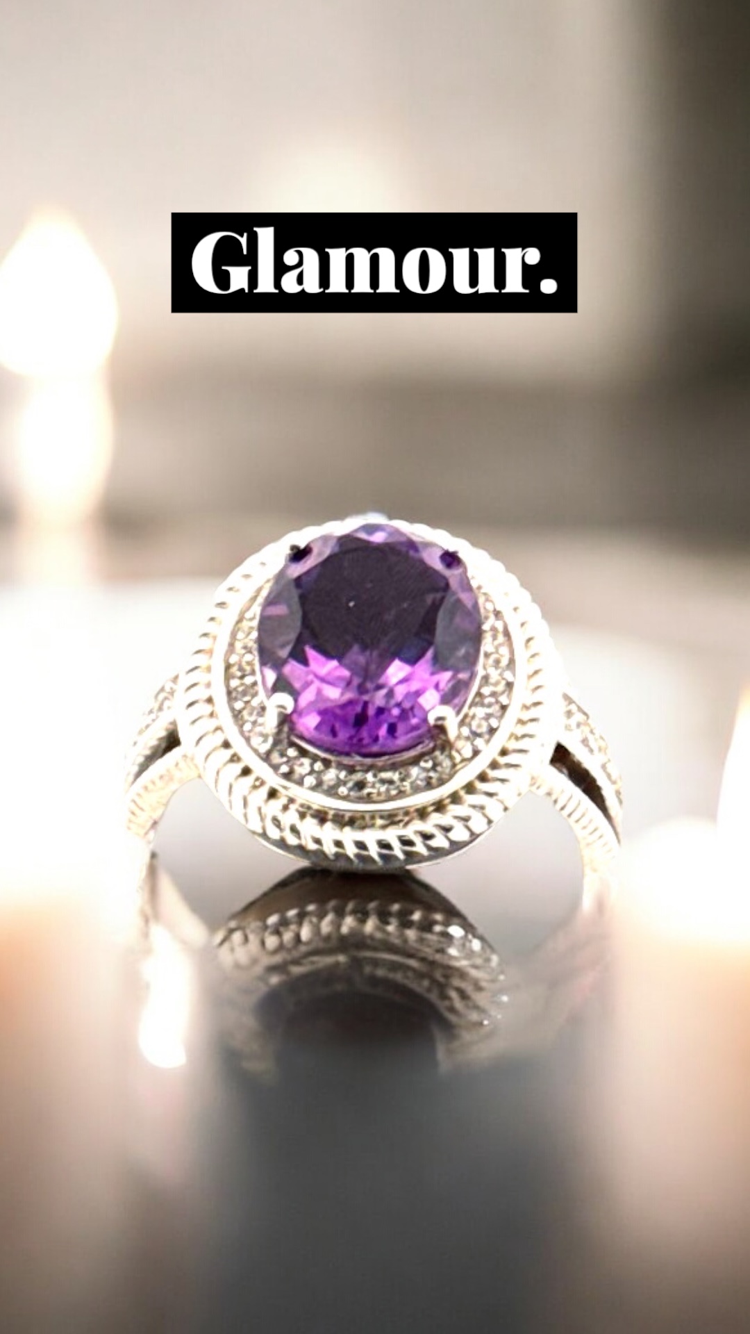 Oval Amethyst and White Topaz Accents Amethyst Platinum Jewelers MS Oval Amethyst and White Topaz Accents - Image 3