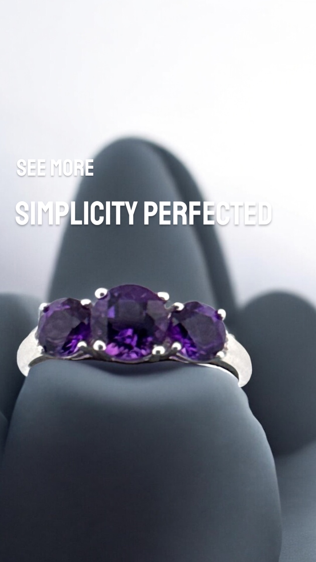 Round Amethyst and White Topaz Accent Sterling Silver Ring Amethyst Platinum Jewelers MS Round Amethyst and White Topaz Accent Sterling Silver Ring - Image 2